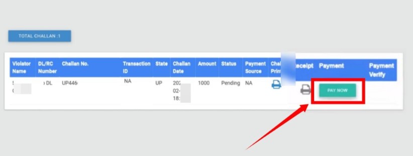 E-Challan Status Online Check