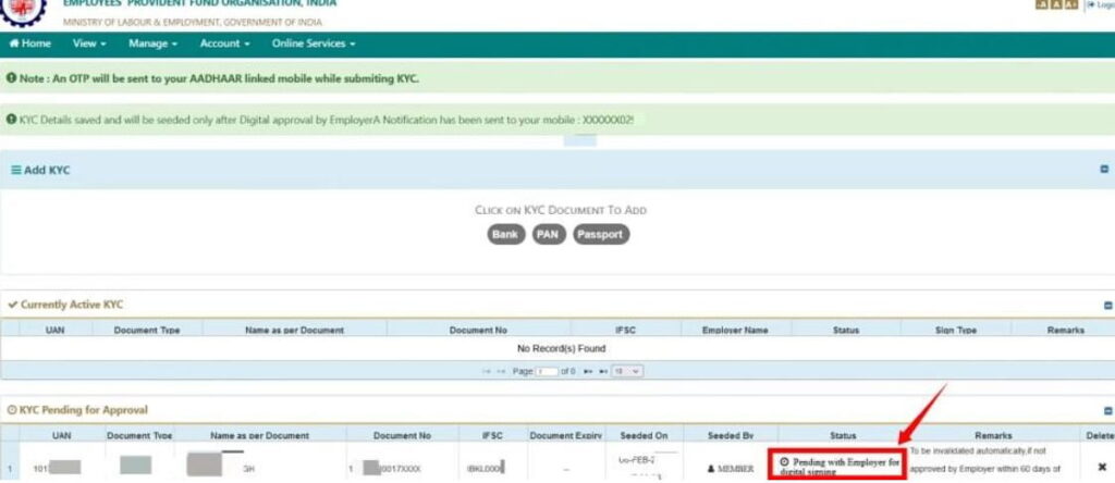 EPF Account KYC Update