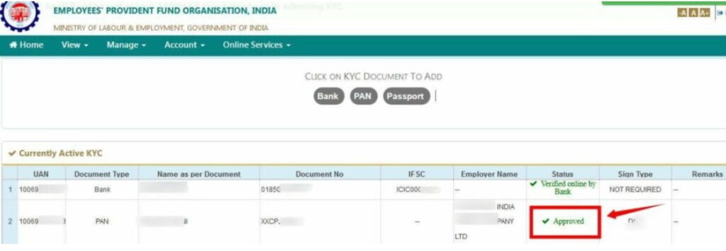 EPF Account KYC Update