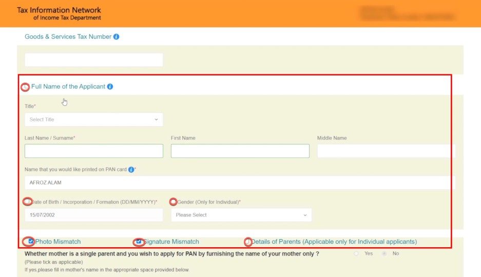 PAN Card Correction Online