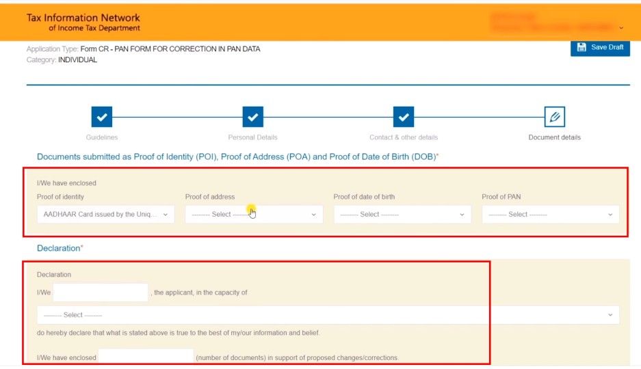 PAN Card Correction Online